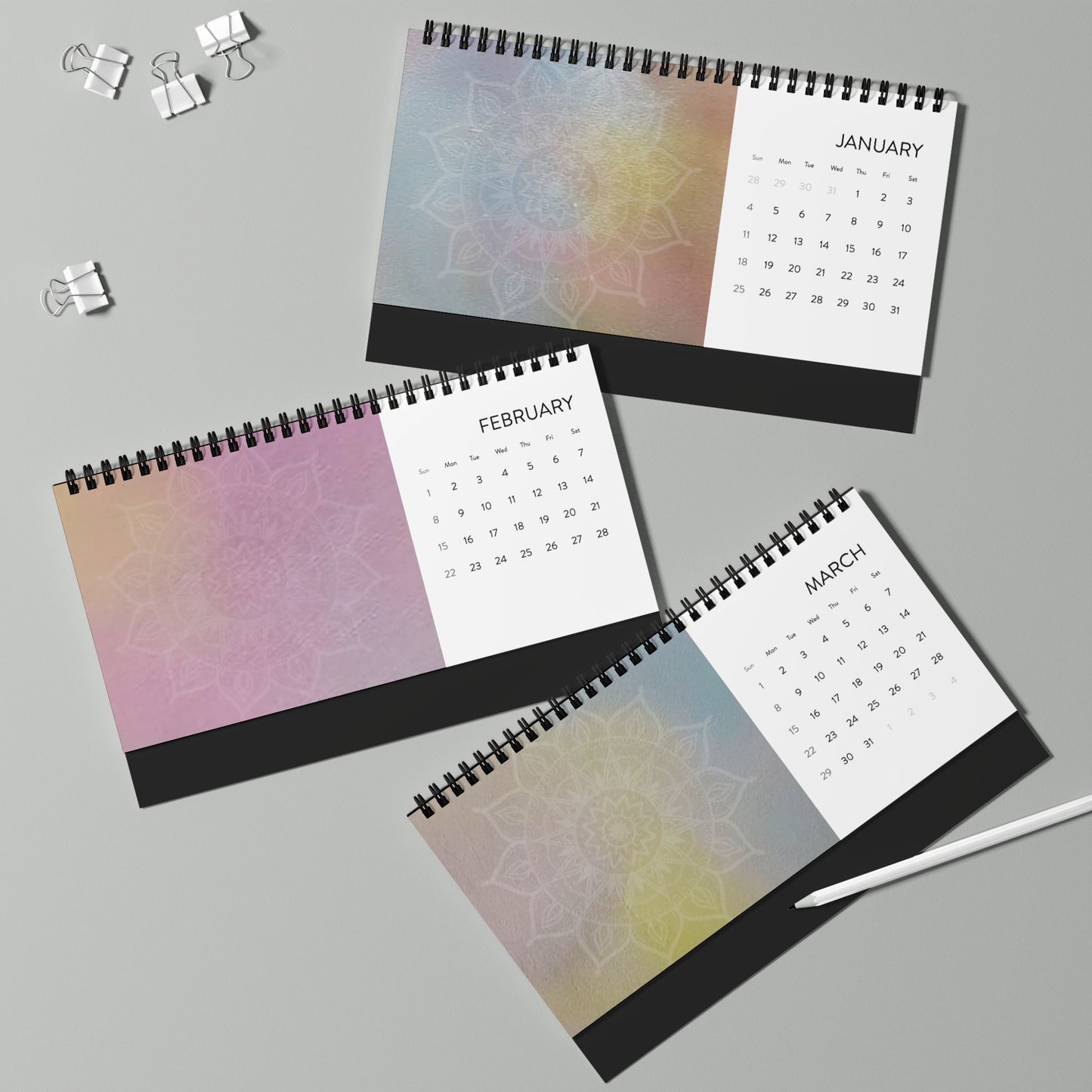 Elegant Mandala Desktop Calendar 2026