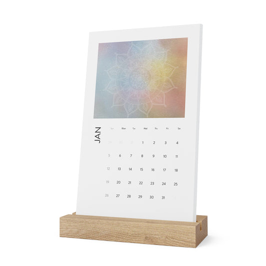 Aesthetic Vertical Desk Calendar for 2025 - Inspirational Design with Wooden Stand