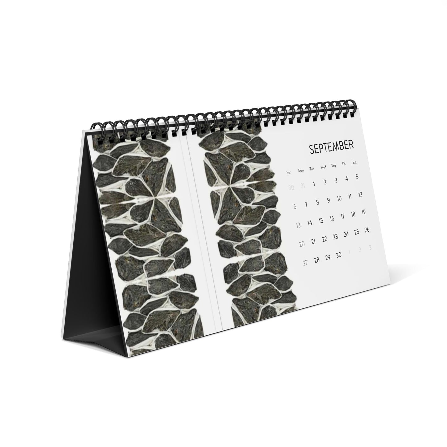 Stylish 2026 Desktop Calendar with Elegant Blue and Stone Designs